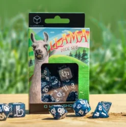 Q-Workshop - Shimmering Llama RPG Dice Set: Glittering Dark Blue & White (7-delig)