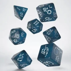 Q-Workshop - Shimmering Llama RPG Dice Set: Glittering Dark Blue & White (7-delig)