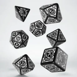 Q-Workshop - Steampunk Clockwork RPG Dice Set: Black & White (7-delig)