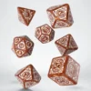 Q-Workshop - Steampunk Clockwork RPG Dice Set: Caramel & White (7-delig)