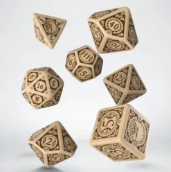 Q-Workshop - Steampunk Clockwork RPG Dice Set: Beige & Brown (7-delig)