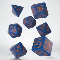 Q-Workshop - Wizard RPG Dice Set: Dark-Blue & Orange (7-delig)