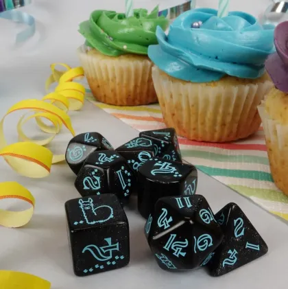 Q-Workshop - 20 Years RPG Dice Set: Llama (8-delig)