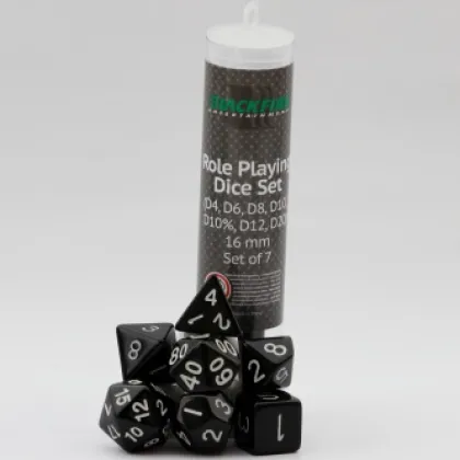 Role Playing Dice Set Solid Black (7-delig)