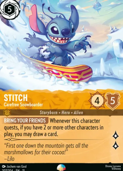 Stitch, Carefree Snowboarder (foil) (borderless) - Winterspell