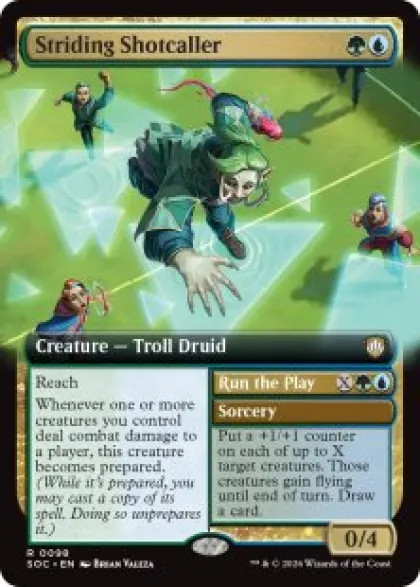 Striding Shotcaller (extended art) - Secrets of Strixhaven Commander Varianten