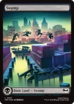 Swamp (#307) (surge foil) (full art) - Teenage Mutant Ninja Turtles