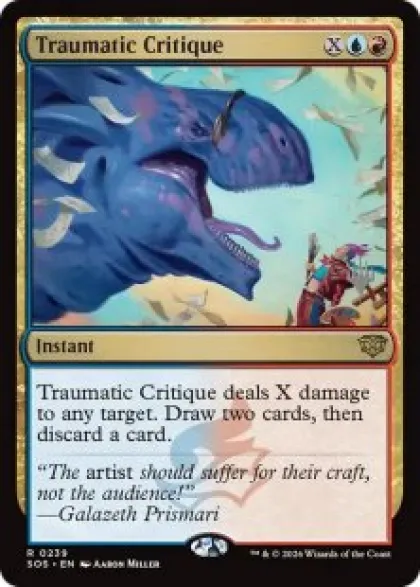 Traumatic Critique - Secrets of Strixhaven Planeswalker Stamped