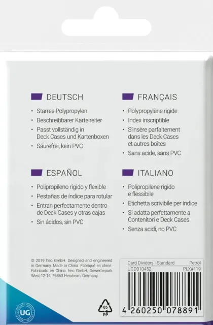 Ultimate Guard Card Dividers: Petrol Blue (10 stuks)