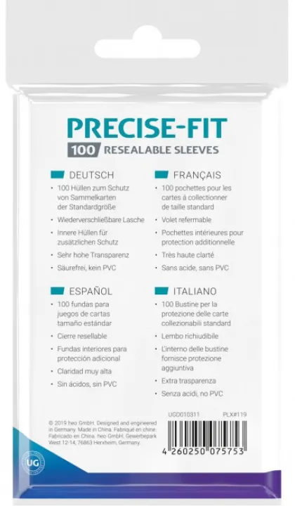 Ultimate Guard Resealable Precise-Fit Sleeves (100 stuks)
