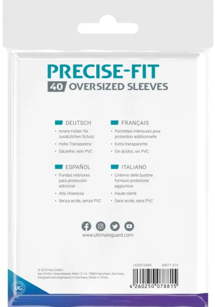 Ultimate Guard Sleeves Precise-Fit Oversized (40 stuks)