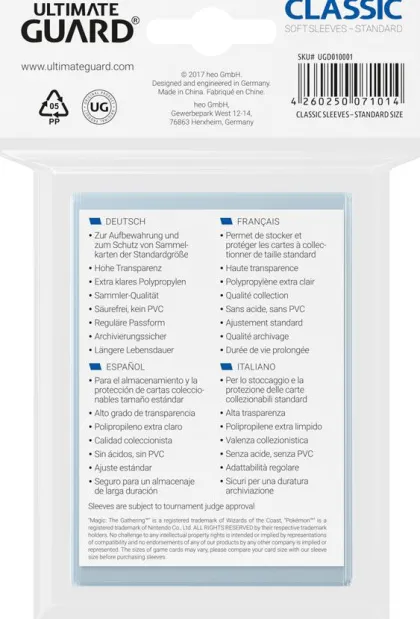 Ultimate Guard Soft Sleeves Classic (100 stuks)