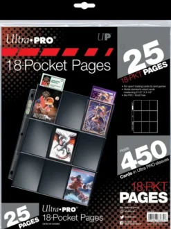 Ultra Pro - 18 Pocket Pages Top Loading Clear Silver Series (25 stuks)
