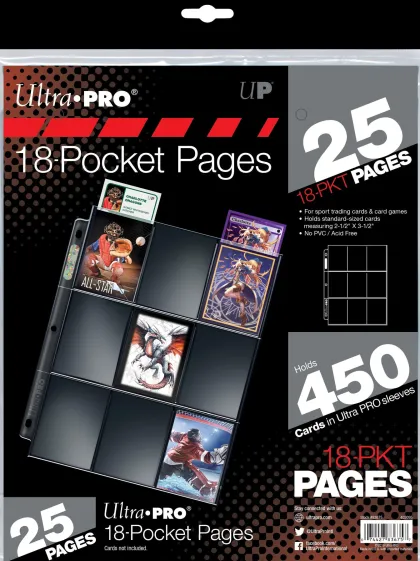 Ultra Pro - 18 Pocket Pages Top Loading Clear Silver Series (25 stuks)